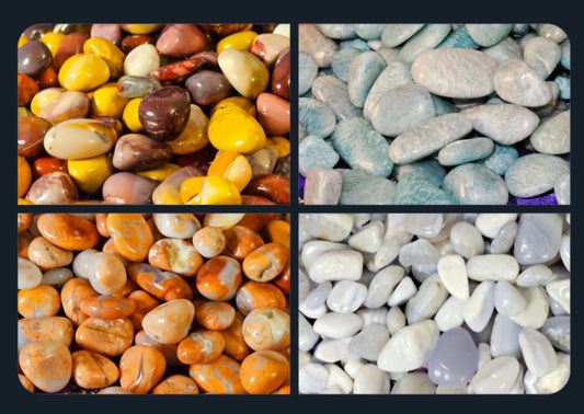 Assorted Tumbles & Pocket Stone Crystals Collection Set in Velvet Celestial Bag