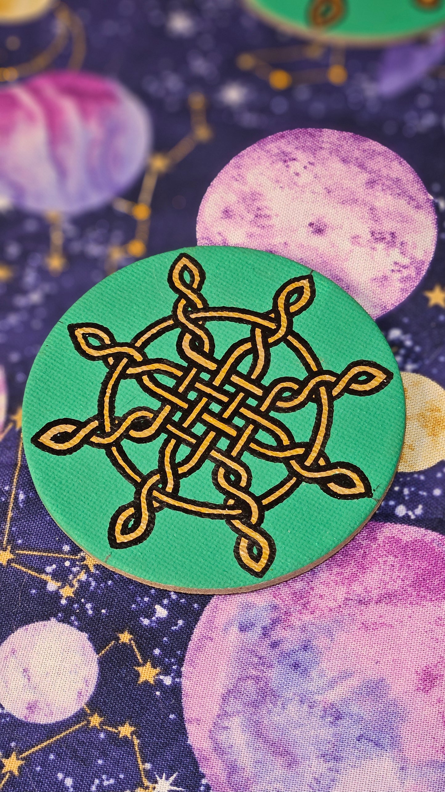 Celtic Knot Pirates Wheel Design Hand-Painted Round Fridge Magnet