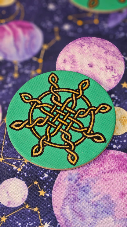 Celtic Knot Pirates Wheel Magnet - 3inch Round Hand-Painted Irish Decor