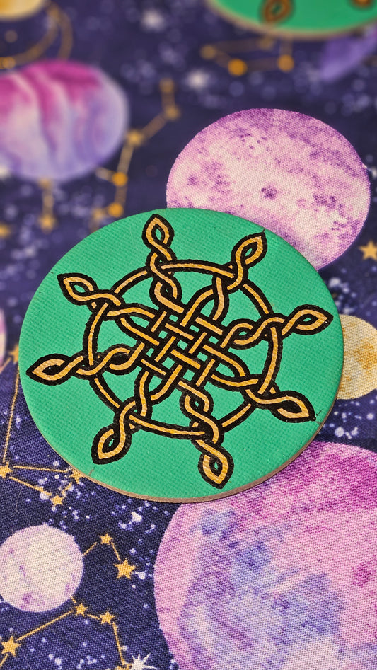 Celtic Knot Pirates Wheel Design Hand-Painted Round Fridge Magnet
