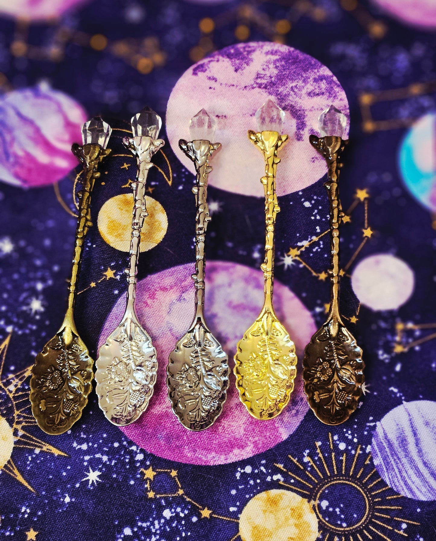 Clear Quartz Point Floral Manifestation Small Spoon