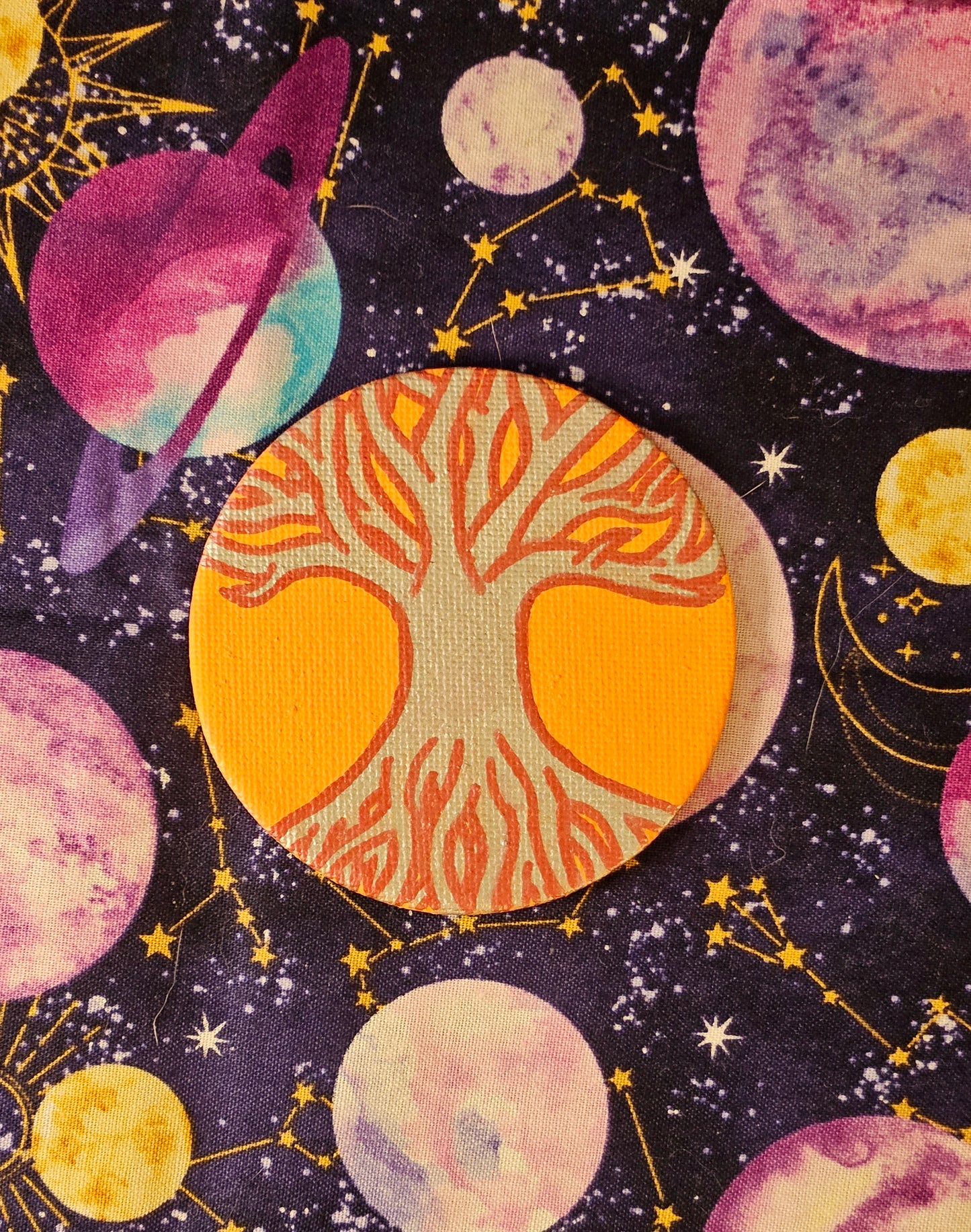 "Seasons of Life" Tree of Life Hand-Painted Round Fridge Magnet Set