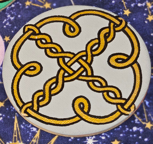 Celtic Knot Lucky Four-Leaf Clover Hand-Painted Round Fridge Magnet