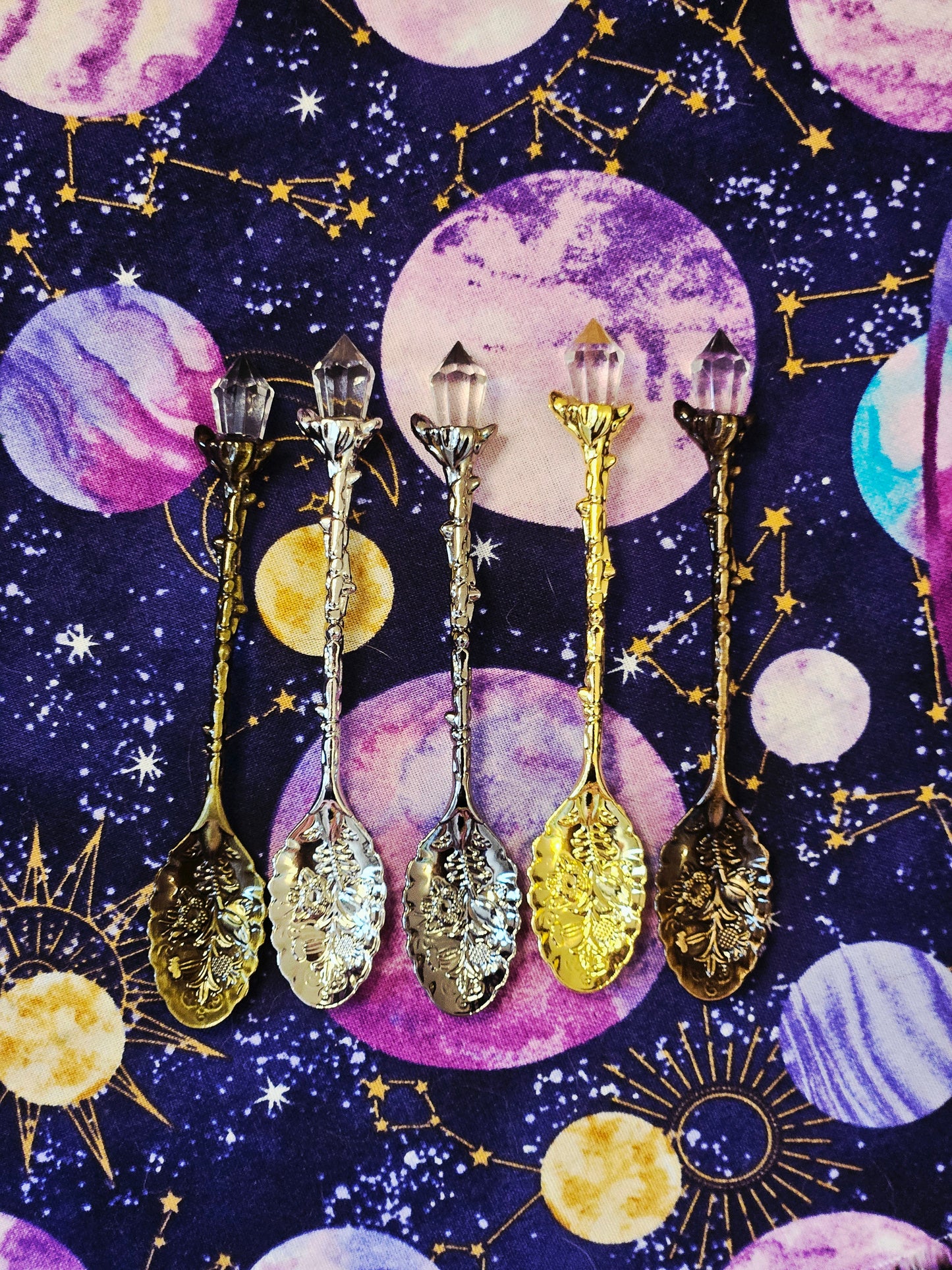 Clear Quartz Point Floral Manifestation Small Spoon