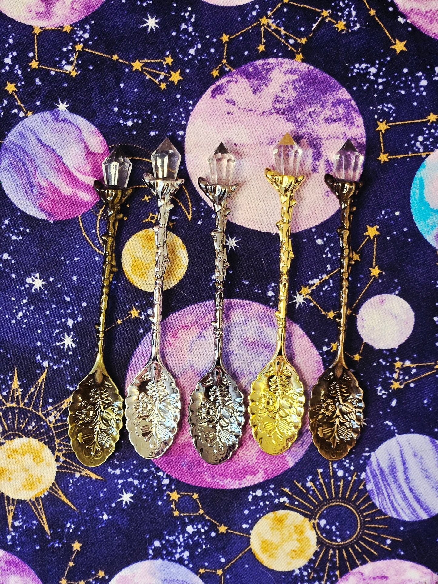 Clear Quartz Point Floral Manifestation Small Spoon