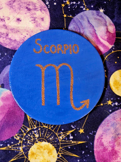 Zodiac Sign Magnet - 3inch Round Astrology Symbol Hand-Painted Decorative Fridge Magnet