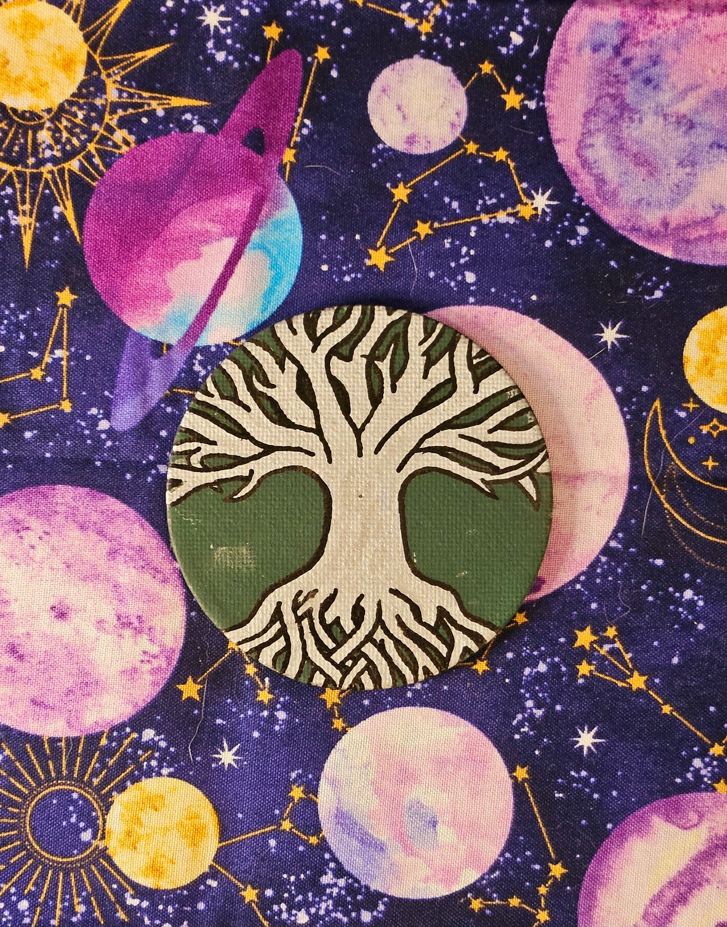 "Seasons of Life" Tree of Life Hand-Painted Round Fridge Magnet Set