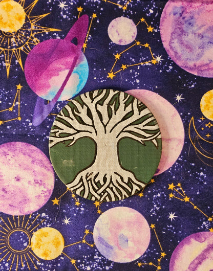 "Seasons of Life" Tree of Life Magnet - 3inch Round Hand-Painted Spiritual Decor Fridge Magnet Set
