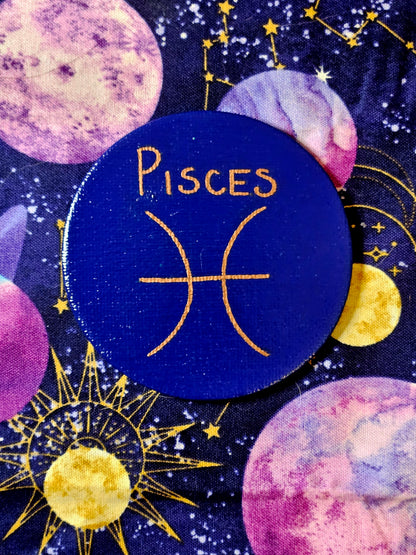 Zodiac Sign Magnet - 3inch Round Astrology Symbol Hand-Painted Decorative Fridge Magnet
