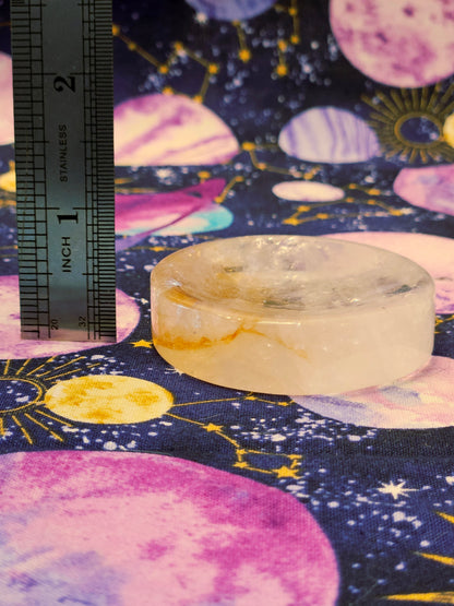 Fire Quartz Dish - 2inch   Round Crystal Trinket Dish