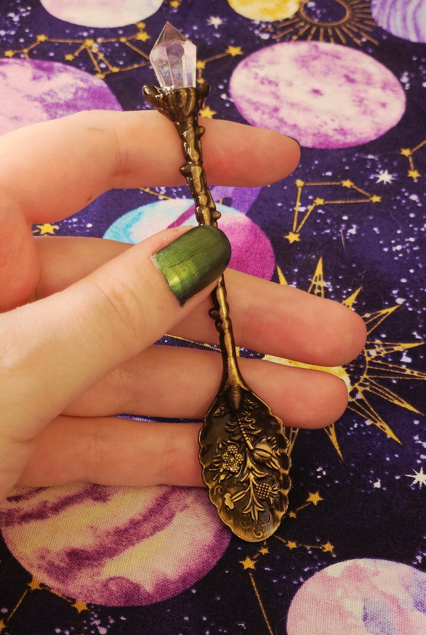 Clear Quartz Point Floral Manifestation Small Spoon