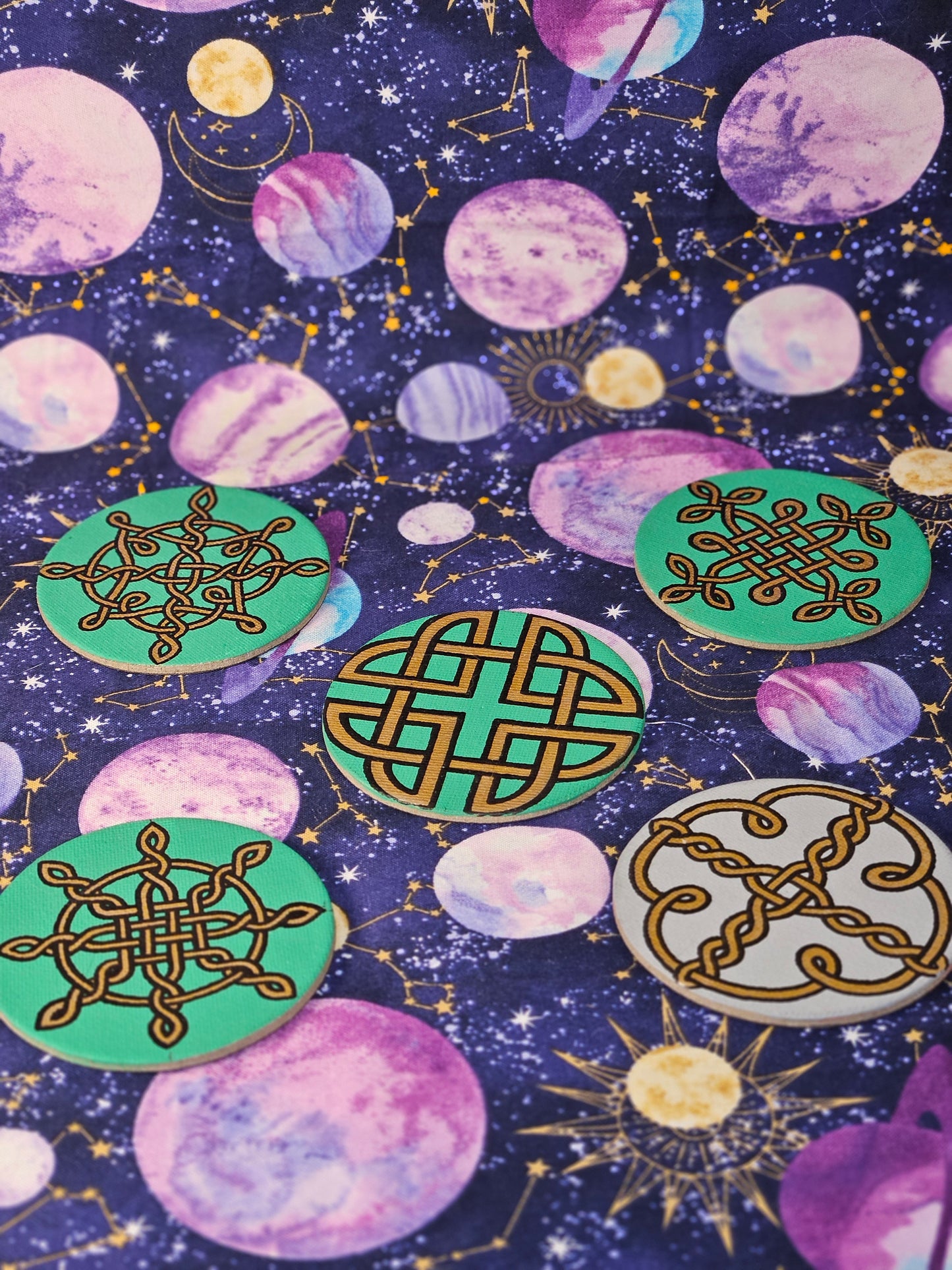 Celtic Knot Pirates Wheel Design Hand-Painted Round Fridge Magnet