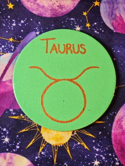 Zodiac Sign Magnet - 3inch Round Astrology Symbol Hand-Painted Decorative Fridge Magnet