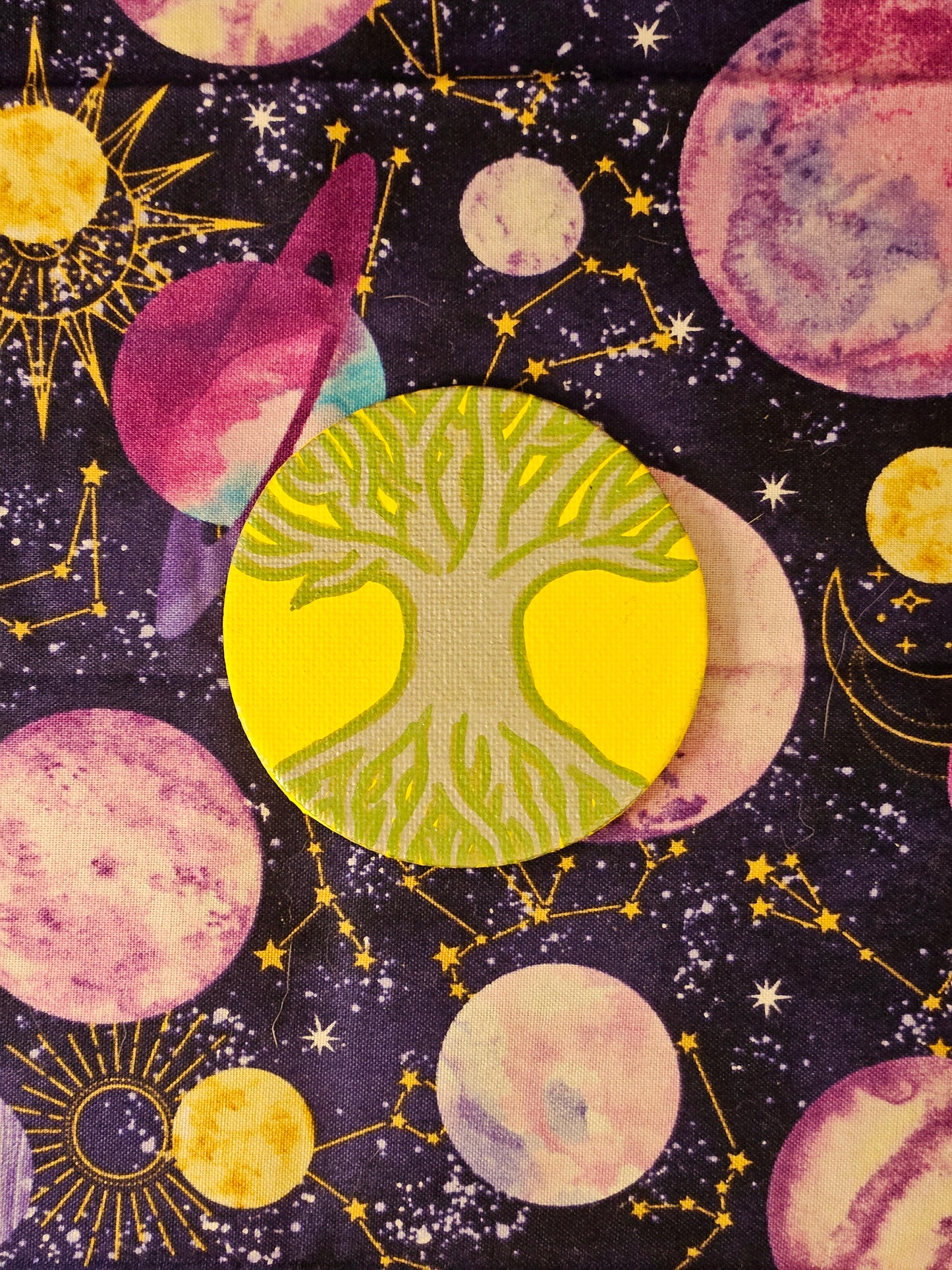 "Seasons of Life" Tree of Life Hand-Painted Round Fridge Magnet Set