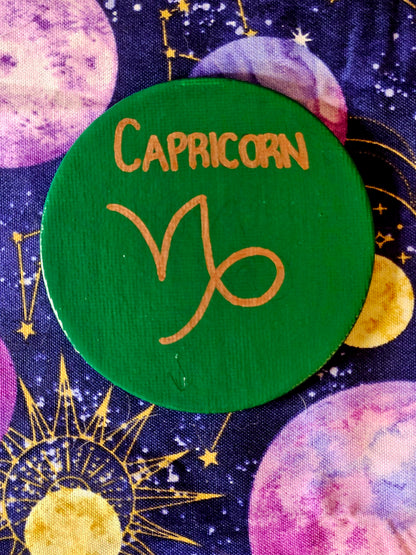 Zodiac Sign Magnet - 3inch Round Astrology Symbol Hand-Painted Decorative Fridge Magnet