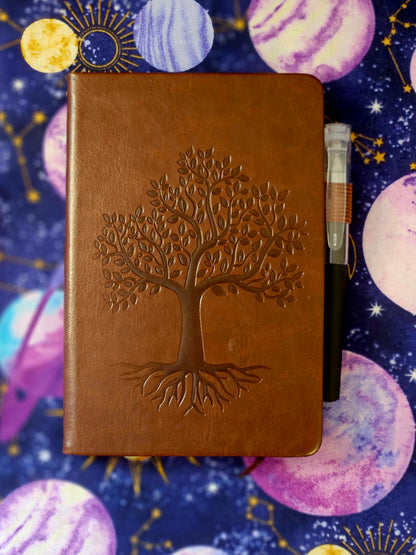 Tree of Life Leather Journal - Mini Pocket Notebook for Writing & Reflection/Shadow Work