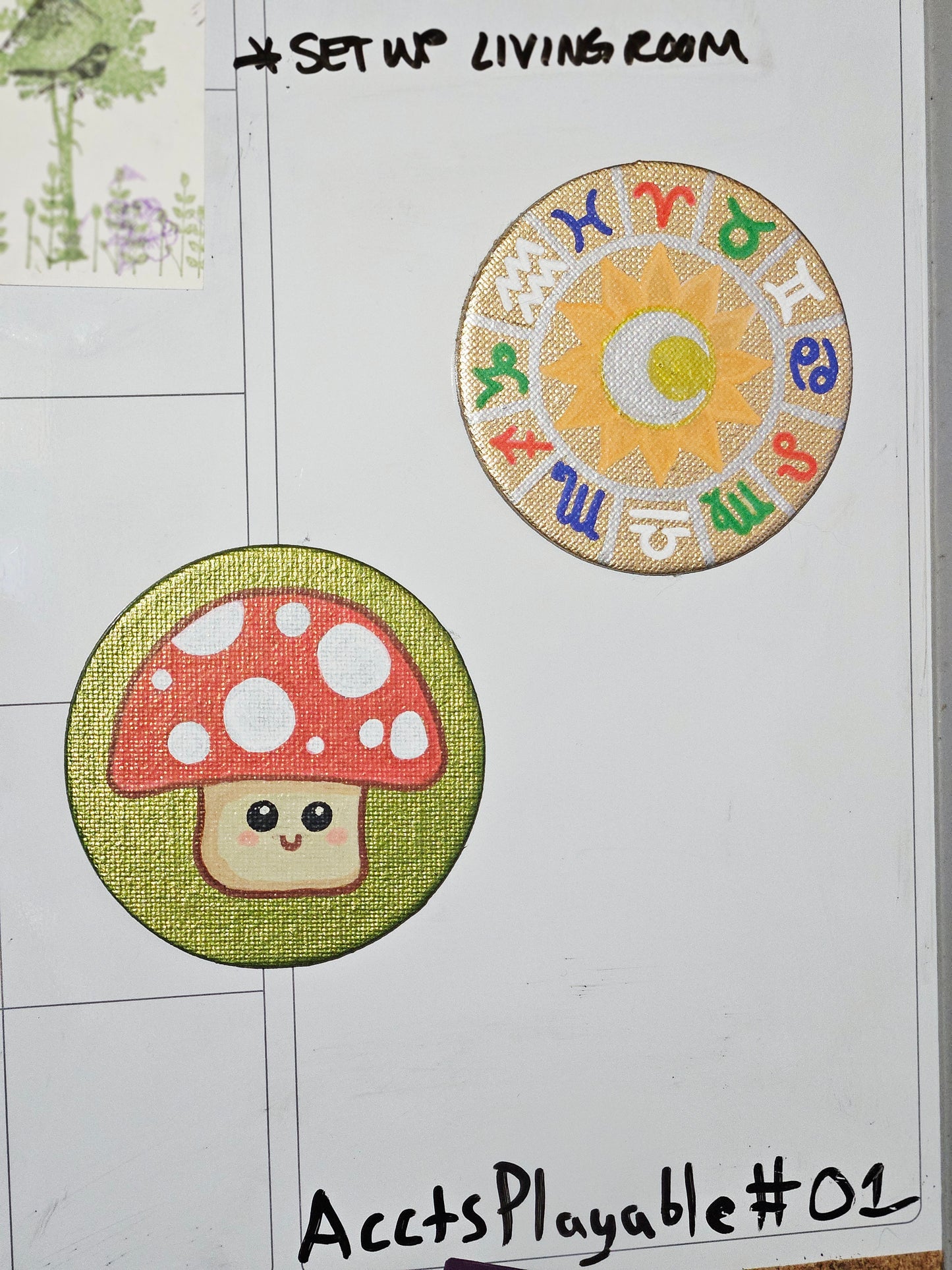 Friendly Fungi Cute Mushroom Hand-Painted Round Fridge Magnet