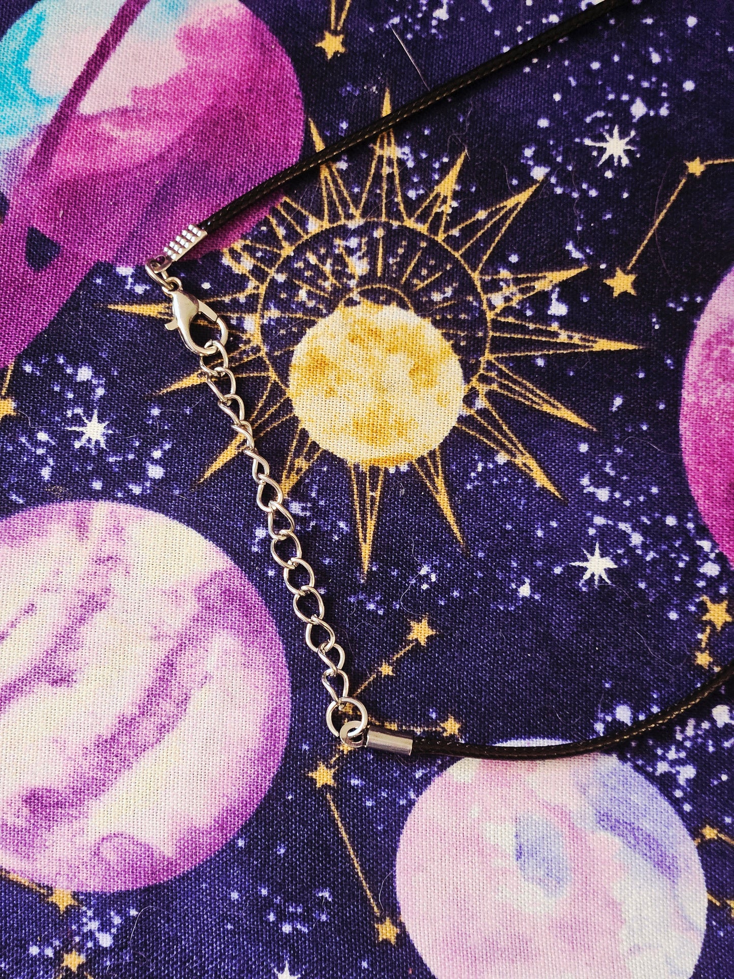 Triple Moon Tree of Life Pendant on Black Leather Necklace Chord